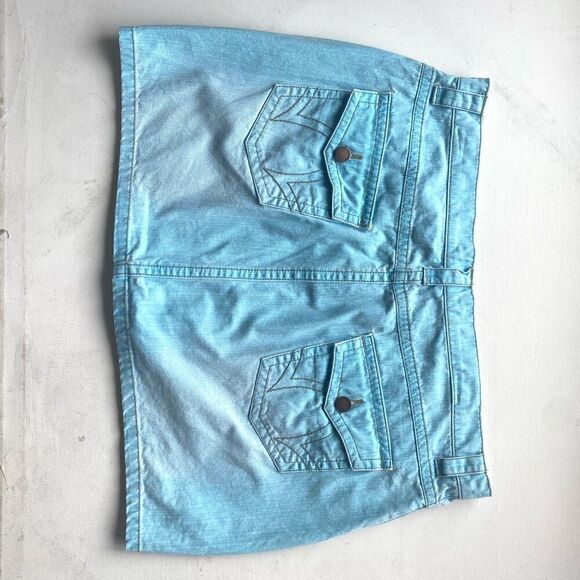 Vintage Y2K 90s Blue Jean Mini Skirt Mossimo Faded Distressed XL Juniors 15 Cott - Picture 9 of 11
